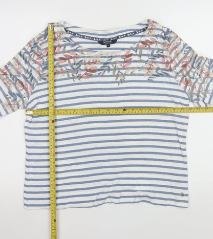 Maine New England Women's Blue Striped Boat Neck 3/4 Sleeve T-Shirt Size 18