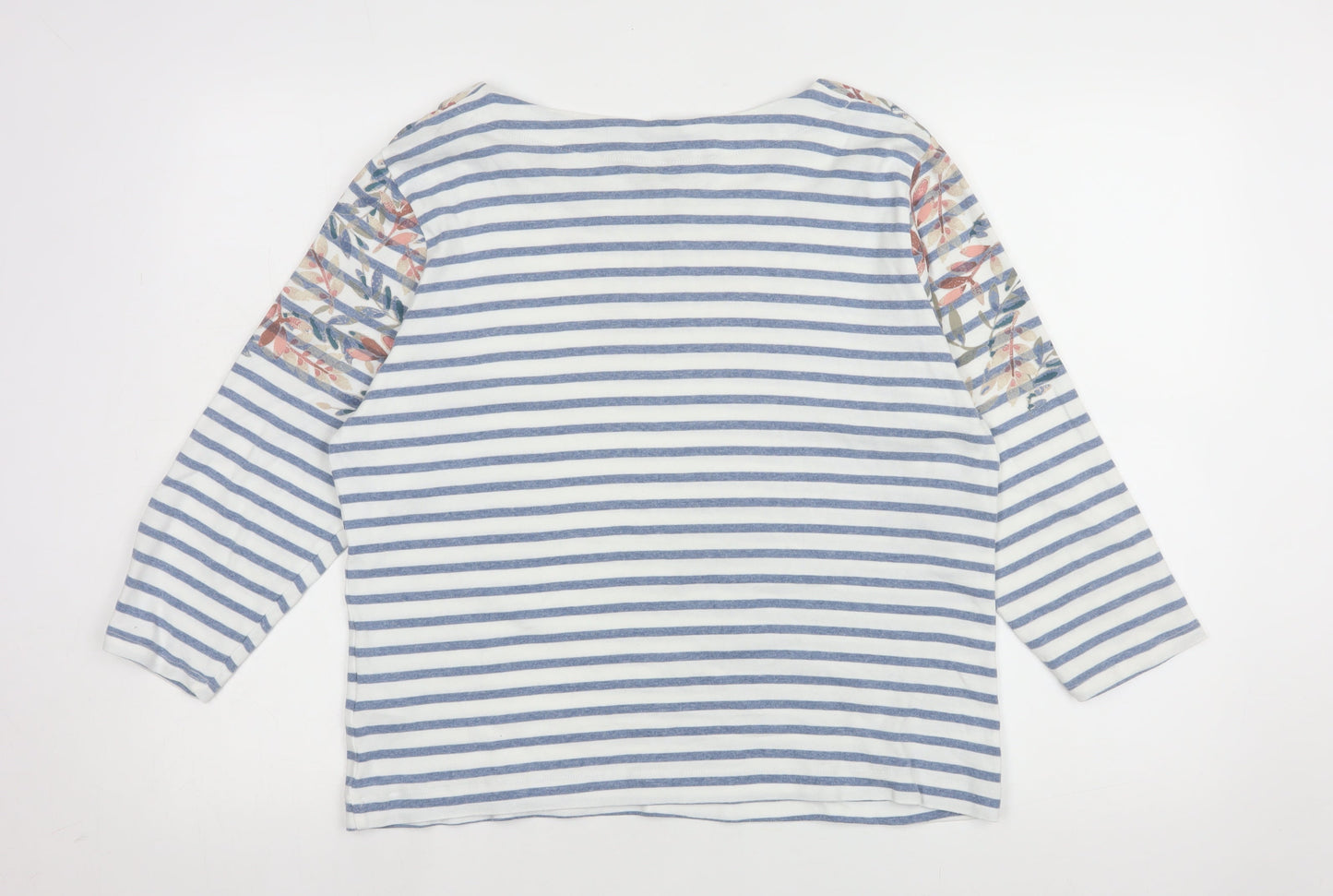 Maine New England Women's Blue Striped Boat Neck 3/4 Sleeve T-Shirt Size 18