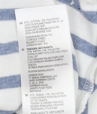 Maine New England Women's Blue Striped Boat Neck 3/4 Sleeve T-Shirt Size 18