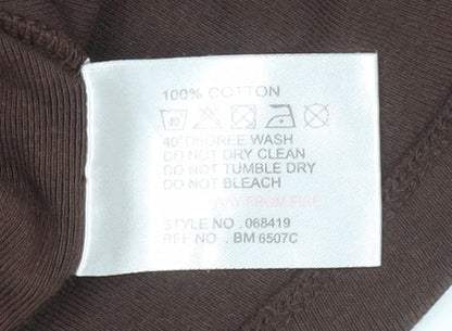 Bonmarché Women's Brown Long Sleeve V-Neck Cotton Top L