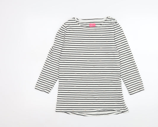 Joules Womens Black White Striped Long Sleeve Cotton Top UK 10
