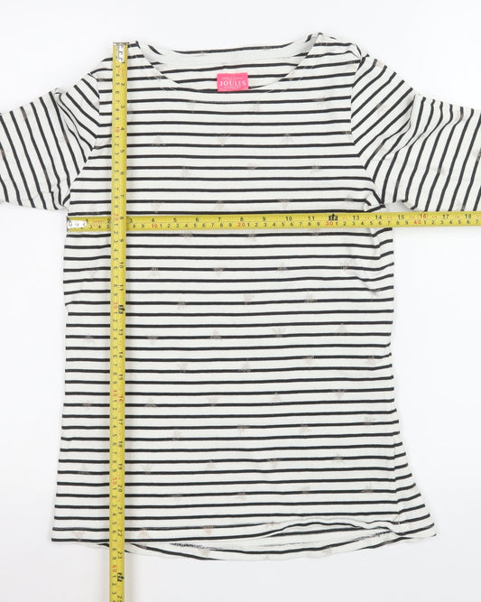 Joules Womens Black White Striped Long Sleeve Cotton Top UK 10