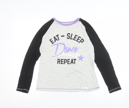 The Pyjama Factory Girls Grey Long Sleeve Dance Pyjama Top 11-12 Years