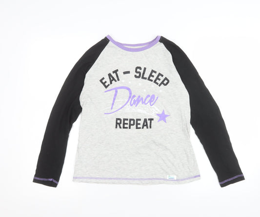 The Pyjama Factory Girls Grey Long Sleeve Dance Pyjama Top 11-12 Years