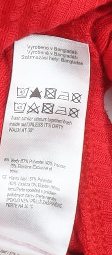 F&F Women Red Ribbed Long Sleeve Bodysuit Size 14