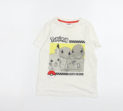 George Boys White Pokémon Graphic T-Shirt 7-8 Years Short Sleeve Cotton