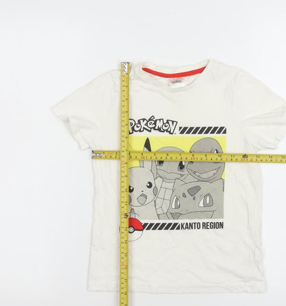 George Boys White Pokémon Graphic T-Shirt 7-8 Years Short Sleeve Cotton