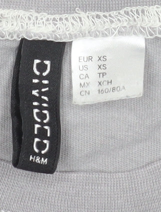 Womens UK Size XS H&M Grey Basic T-Shirt