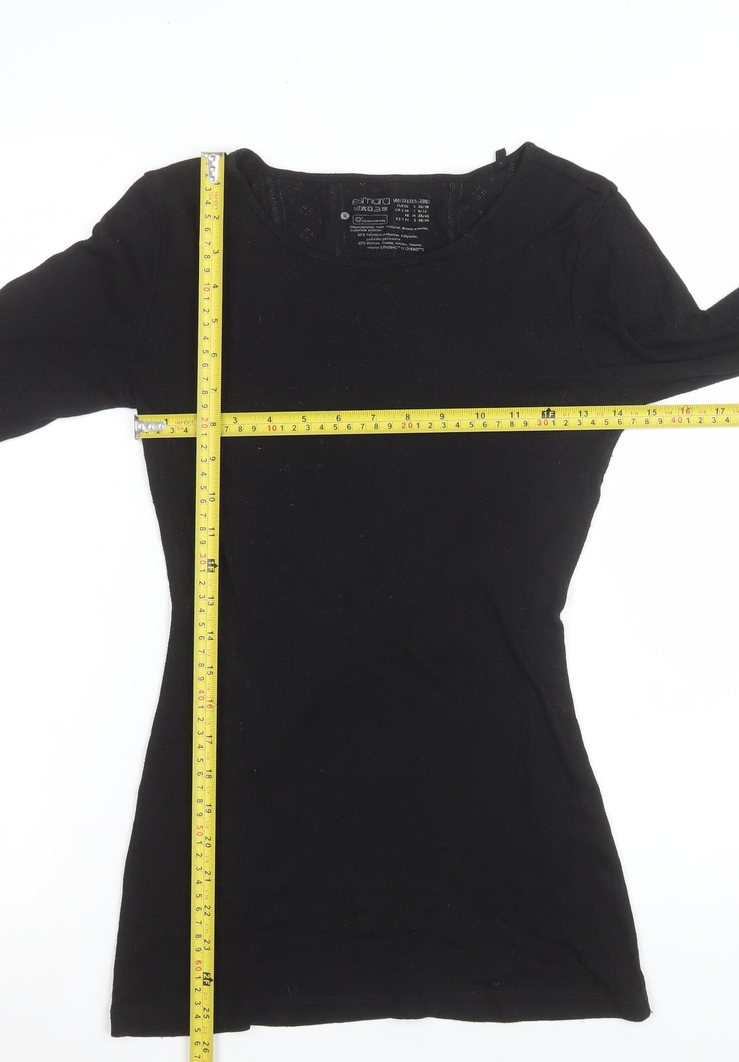 Esmara Women’s Black Long Sleeve Slim Fit Basic T-Shirt Size S