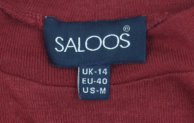 Womens UK Size 14 Saloos Red Basic T-Shirt