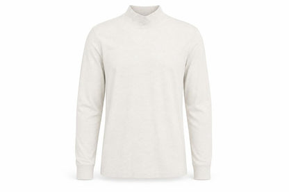 Lands' End Men's Beige Long Sleeve Mock Neck Cotton Top Size S