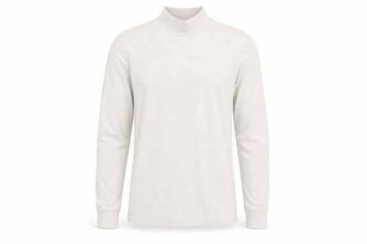 Lands' End Men's Beige Long Sleeve Mock Neck Cotton Top Size S