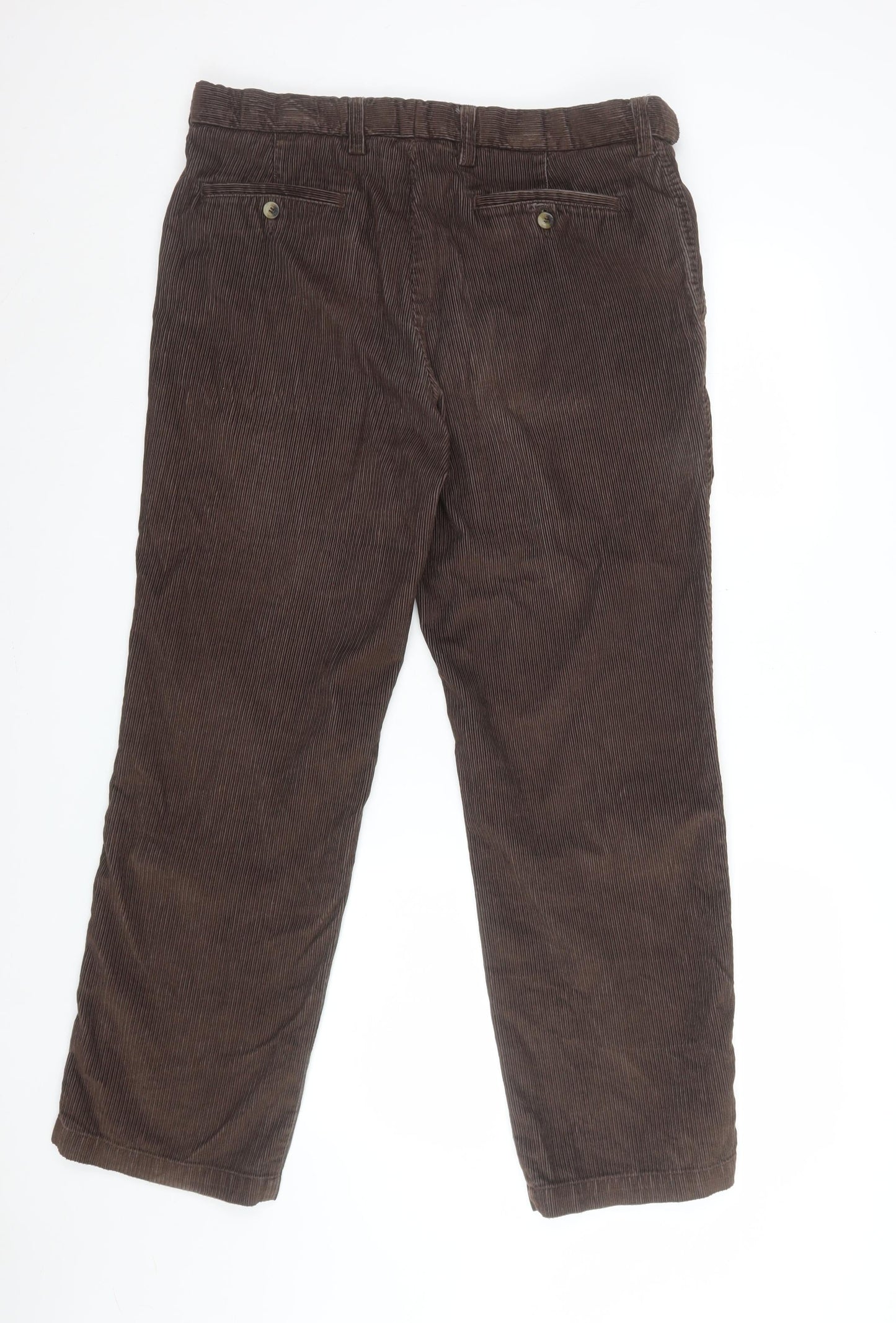 Marks & Spencer Men’s Brown Corduroy Chino Trousers 36W 29L Regular Fit