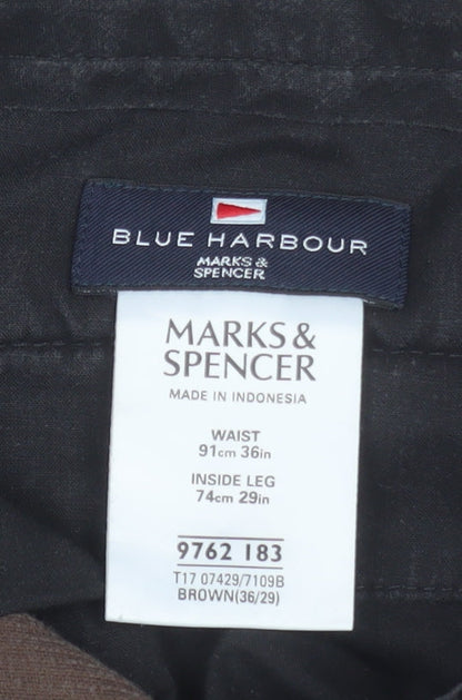 Marks & Spencer Men’s Brown Corduroy Chino Trousers 36W 29L Regular Fit