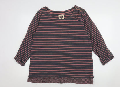 Mantaray Womens Multicoloured Striped Cotton 3/4 Sleeve T-Shirt Size 20