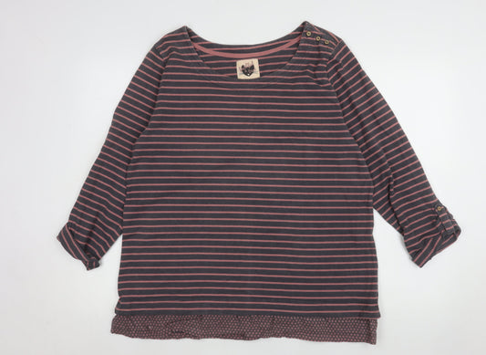 Mantaray Womens Multicoloured Striped Cotton 3/4 Sleeve T-Shirt Size 20