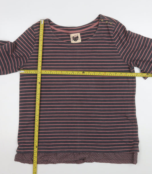 Mantaray Womens Multicoloured Striped Cotton 3/4 Sleeve T-Shirt Size 20