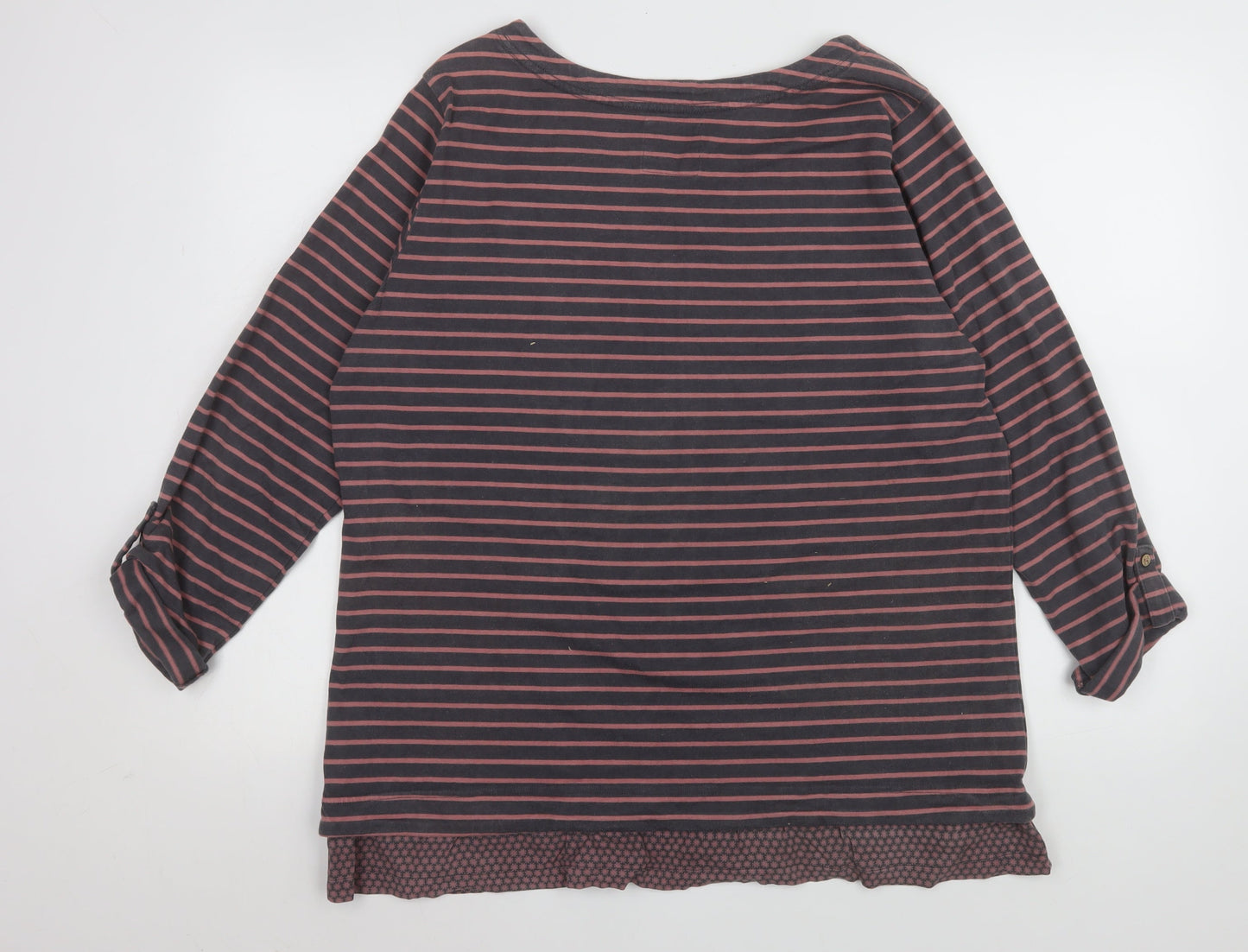 Mantaray Womens Multicoloured Striped Cotton 3/4 Sleeve T-Shirt Size 20