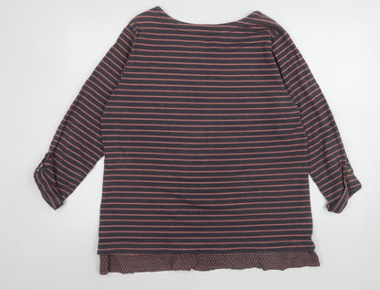 Mantaray Womens Multicoloured Striped Cotton 3/4 Sleeve T-Shirt Size 20