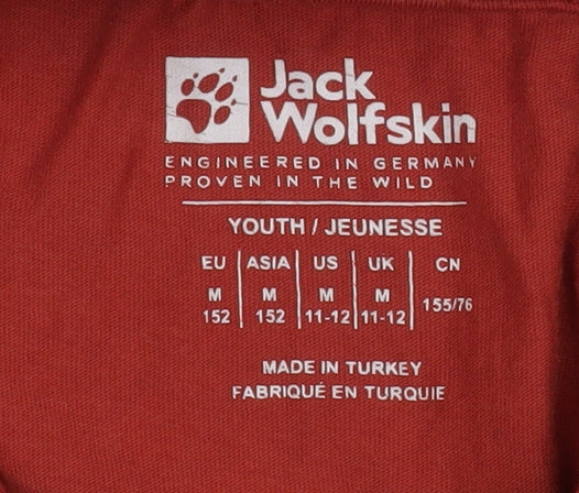 Boys UK Size 11-12 Years Jack Wolfskin Red Pullover Hoodie