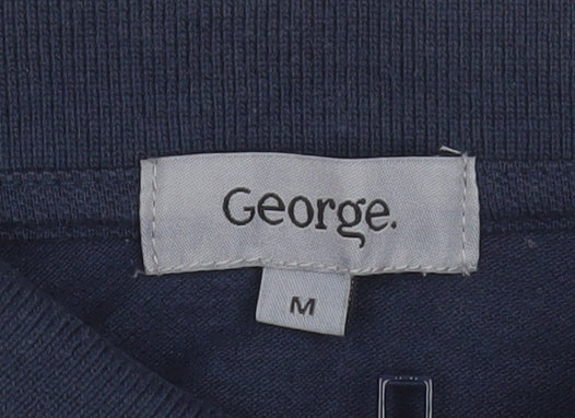 George Men's Multicoloured Striped 1/4 Zip Polo Shirt Size M