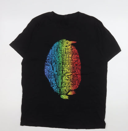 Mens UK Size L Earth Positive Black  T-Shirt