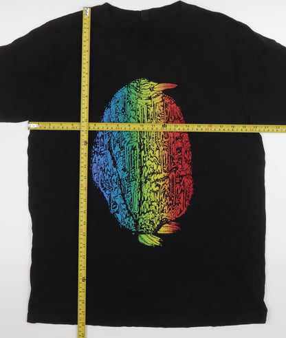 Mens UK Size L Earth Positive Black  T-Shirt