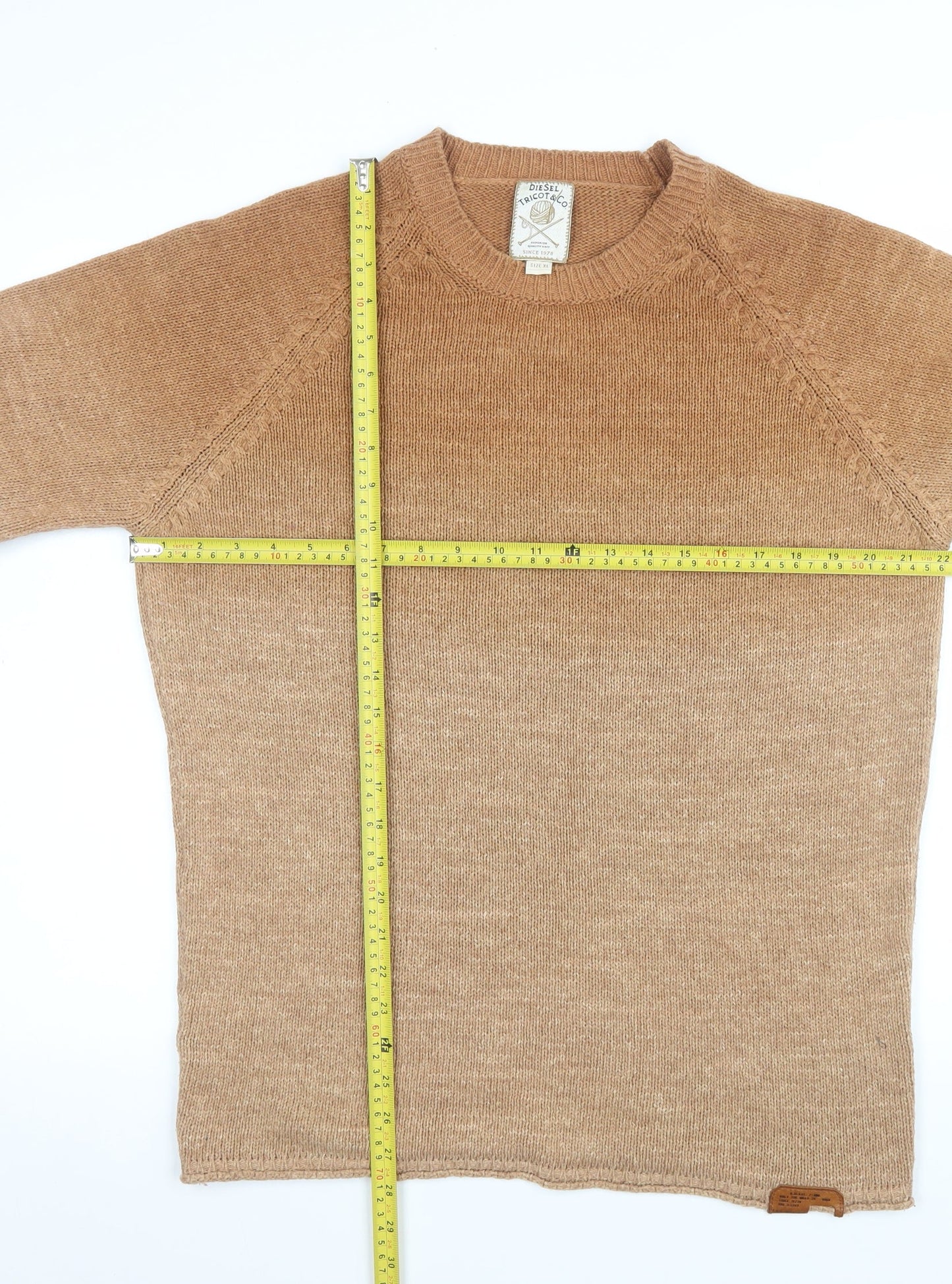 Diesel Men’s Beige Cotton Acrylic XL Crew Neck Jumper
