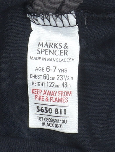 Boys UK Size 6-7 Years Marks and Spencer Black Basic T-Shirt