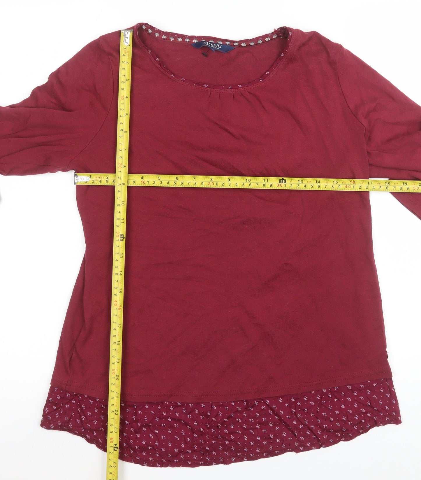 Maine New England Women’s Red Long Sleeve Cotton Blouse Size 16