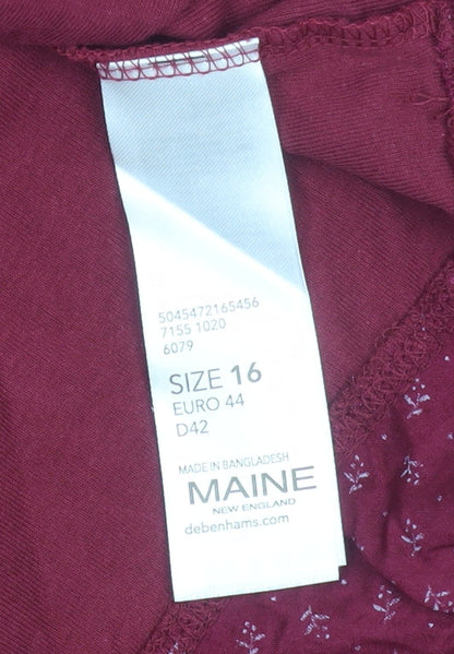 Maine New England Women’s Red Long Sleeve Cotton Blouse Size 16