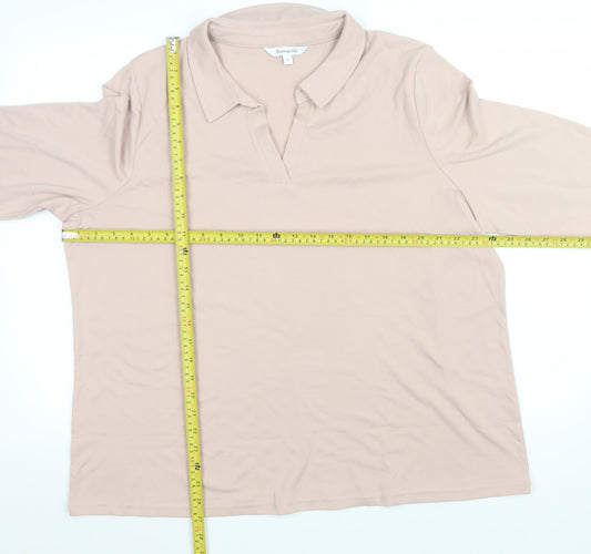 Bonmarché Women's Beige Collared 3/4 Sleeve Polo Top Size 22