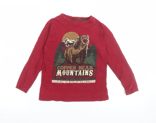 GapKids Boys Red Bear Graphic Long Sleeve Cotton T-Shirt 8 Years