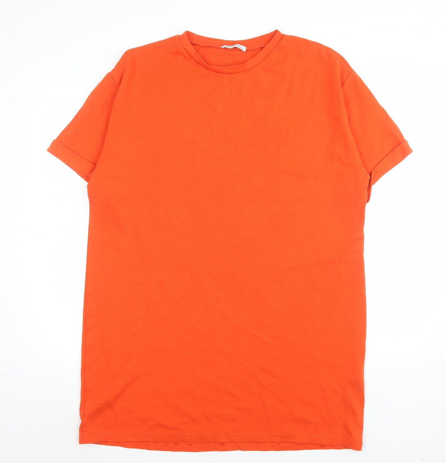 Womens UK Size 14 Zara Orange Basic T-Shirt