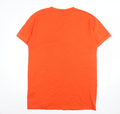 Womens UK Size 14 Zara Orange Basic T-Shirt
