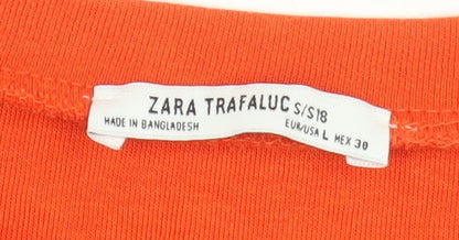 Womens UK Size 14 Zara Orange Basic T-Shirt