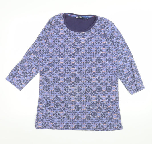 Isle Womens Purple Geometric Tunic Top Size 10 3/4 Sleeve