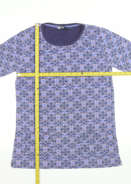 Isle Womens Purple Geometric Tunic Top Size 10 3/4 Sleeve