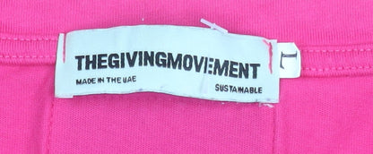 Womens UK Size L THE GIVING MOVEMENT Pink Basic T-Shirt