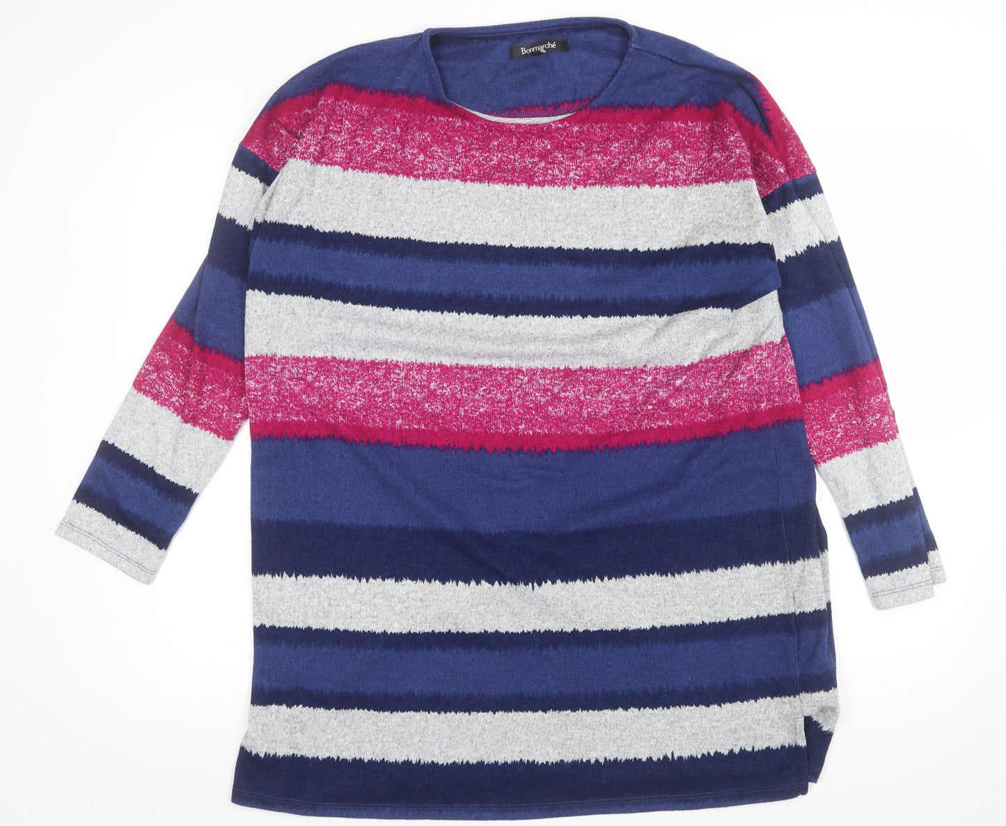 Bonmarché Women’s Multicoloured Striped Jersey Top Size 16 3/4 Sleeve
