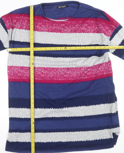 Bonmarché Women’s Multicoloured Striped Jersey Top Size 16 3/4 Sleeve
