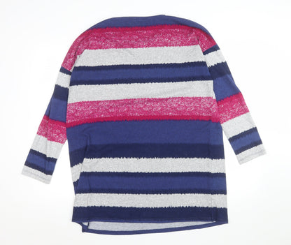 Bonmarché Women’s Multicoloured Striped Jersey Top Size 16 3/4 Sleeve