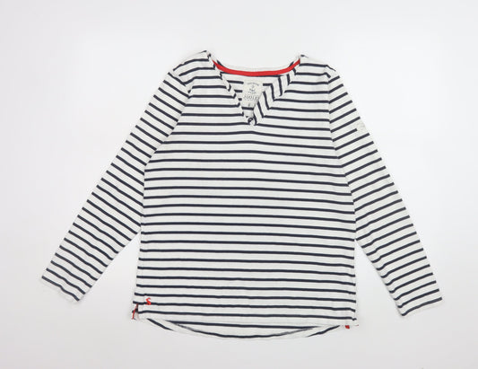 Joules Women Blue Stripe Long Sleeve Cotton Nautical T-Shirt Size 14