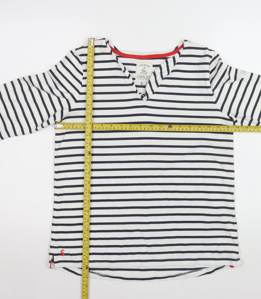 Joules Women Blue Stripe Long Sleeve Cotton Nautical T-Shirt Size 14