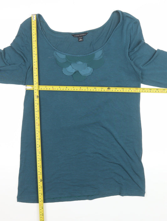 Banana Republic Women Blue Scoop Neck Stretch Jersey Top L