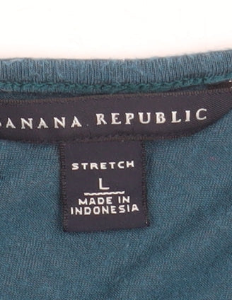 Banana Republic Women Blue Scoop Neck Stretch Jersey Top L