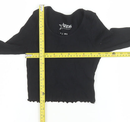 Girls UK Size 9-10 Years Peacocks Black Cropped T-Shirt