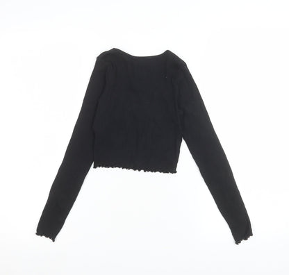 Girls UK Size 9-10 Years Peacocks Black Cropped T-Shirt