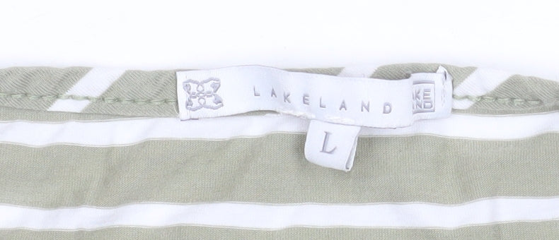 Lakeland Women’s Green White Striped Long Sleeve Jersey Top L