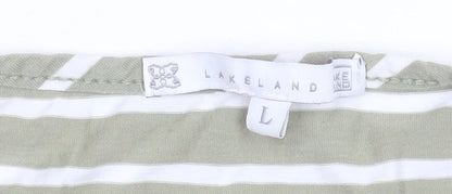 Lakeland Women’s Green White Striped Long Sleeve Jersey Top L